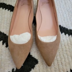 JCrew pointy toe flat suede ashen brown